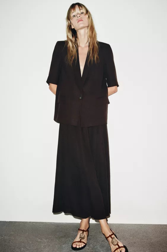 SHORT SLEEVE LINEN BLEND BLAZER | Zara UK