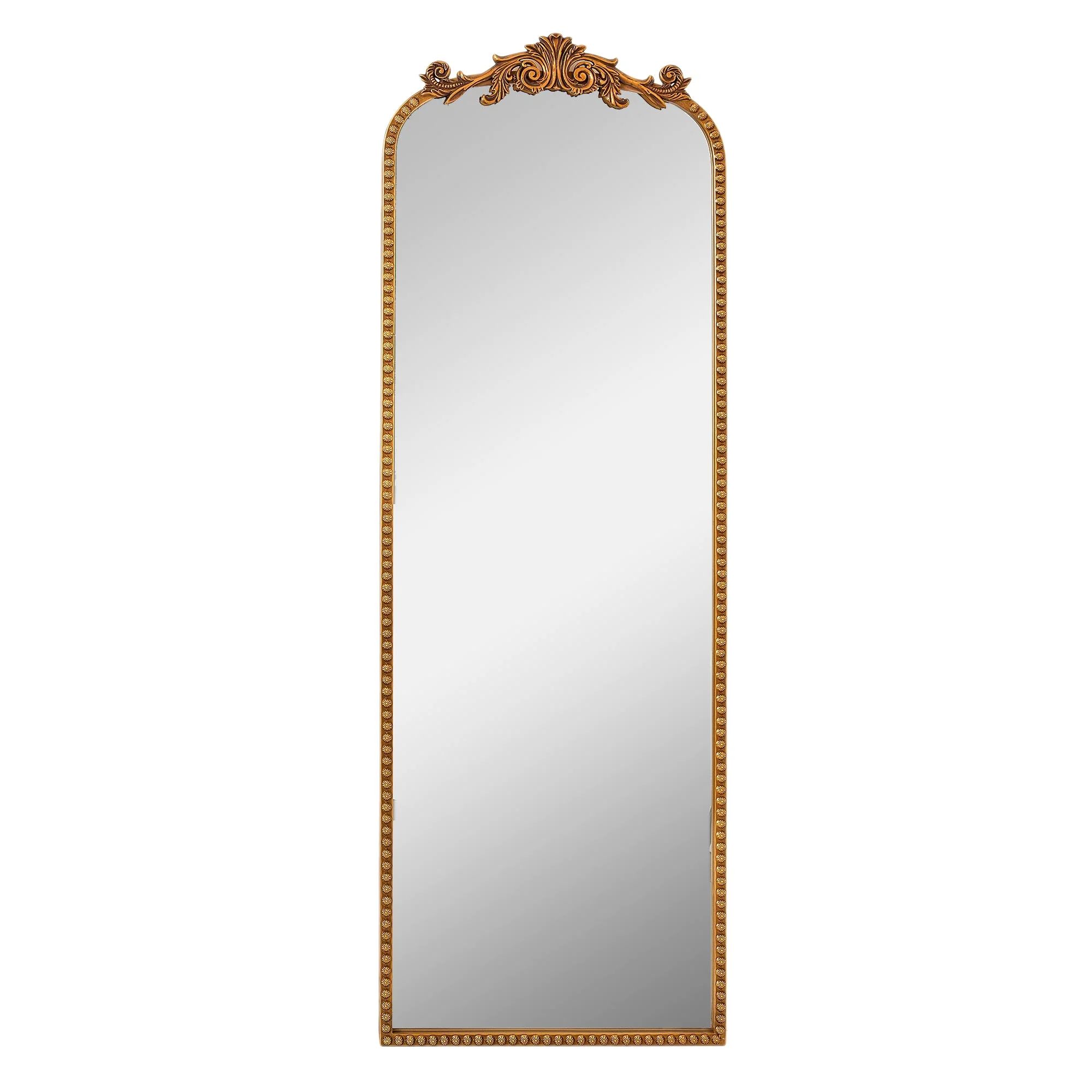 22" x 64" Filigree Arch Metal Full Length Floor Leaner Mirror Decor in Gold | Walmart (US)