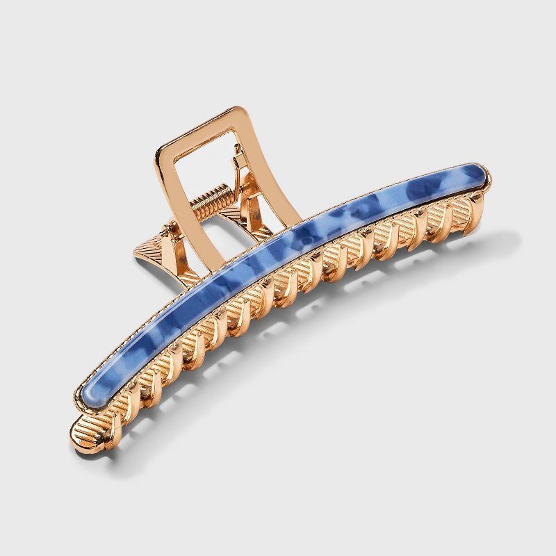 Metal Inlay Claw Hair Clip - A New Day™ Blue/Gold | Target