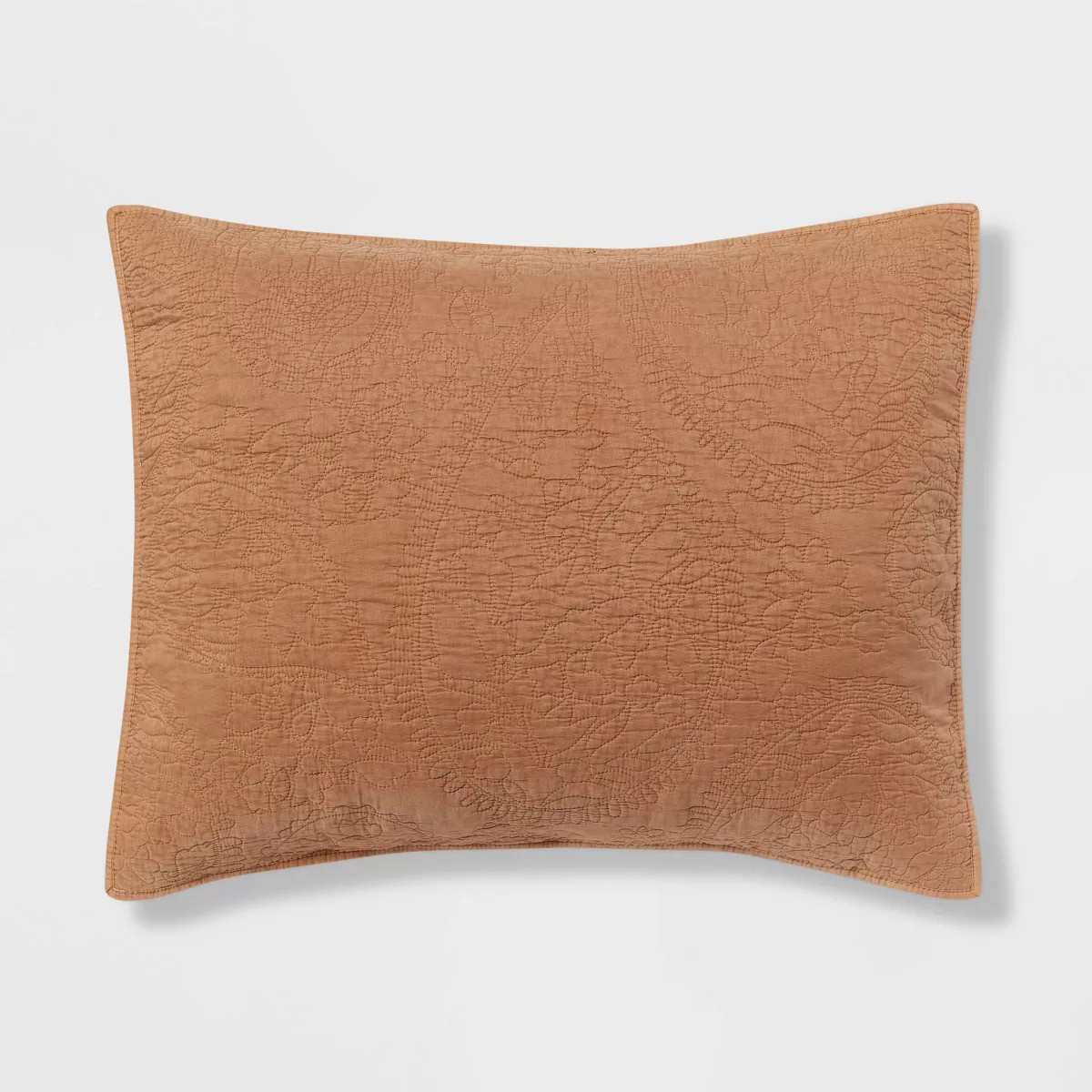 Standard Garment Washed Paisley Stitch Quilt Sham Camel - Threshold™: OEKO-TEX Certified, Micro... | Target