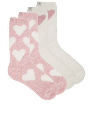 Barefoot Dreams CozyChic Heart Print Sock Set in Pink Peonie & Pearl from Revolve.com | Revolve Clothing (Global)