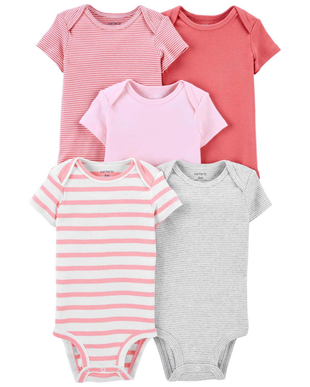 Pink Baby 5-Pack Short-Sleeve Bodysuits | carters.com | Carter's