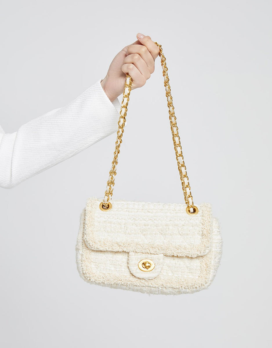 Raw Trim Quilted Flap Shoulder Bag | Urban Revivo