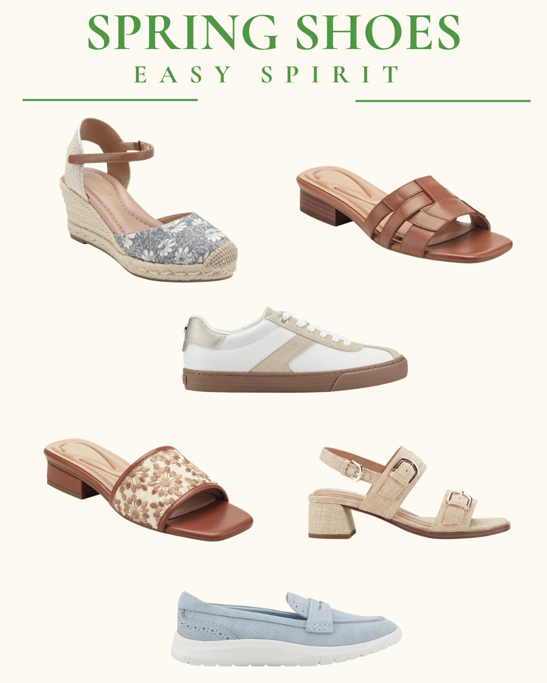 Spring shoes that do it all 🌿✨
From effortless slides to elevated wedges and everyday sneakers—these Easy Spirit picks are the pairs you’ll reach for on repeat this season. Neutral, chic, and made for easy styling 💕

Use code GWEN20 to save 20% 💫

#LTKStyle #SpringStyle #NeutralStyle #EverydayStyle #SpringShoes #CapsuleWardrobe #EffortlessStyle #easyspirit

#LTKootd #LTKOver40 #LTKSeasonal