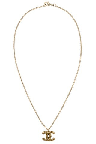 Chanel Coco Mark Pendant Necklace in Metallic Gold | FWRD 