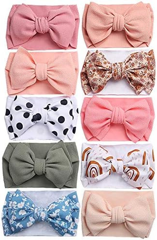 KIDOCHEESE Big Bows Baby Girl Headbands with Bows Elastics Nylon Hairbands Oversized Head Wraps L... | Amazon (US)