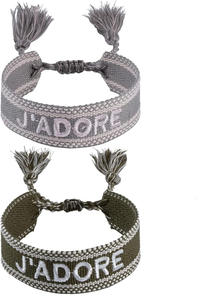 2PCS Woven Bracelets for Women Knitted Word J'ADORE Bracelets Handmade Wrap Frienship Adjustable ... | Amazon (US)