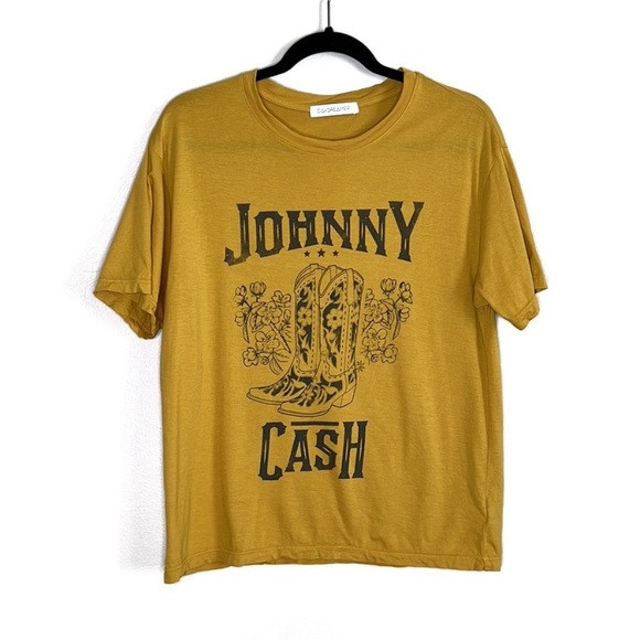 Daydreamer Johnny Cash Graphic Tee – Mustard Yellow, Size S | Poshmark
