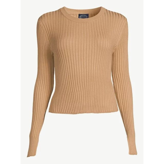 Scoop Women’s Rib Knit Sweater with Long Sleeves, Sizes XS-XXL | Walmart (US)