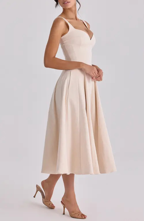 HOUSE OF CB Carlotta Twill Fit & Flare Dress in Ivory at Nordstrom, Size X-Small A | Nordstrom