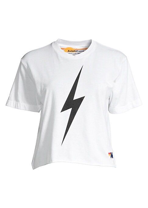 Aviator Nation Women's Lightening Bolt Boyfriend T-Shirt - White - Size XS | Saks Fifth Avenue