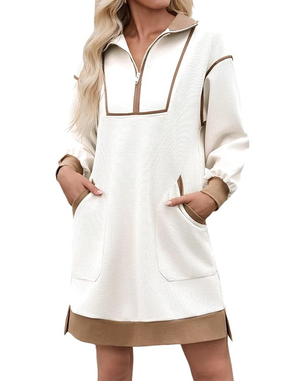 Wenrine Oversized Sweatshirt Dress Mini Dresses | Amazon (US)