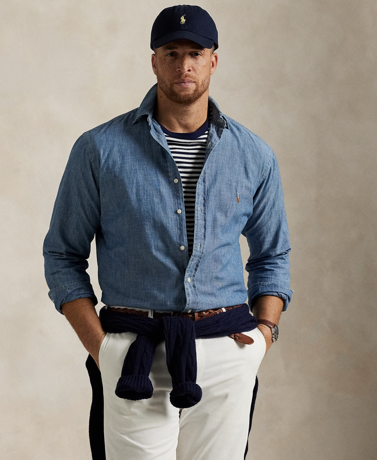 Polo Ralph Lauren Men's Big & Tall Indigo Chambray Shirt - Medium Indigo | Macy's