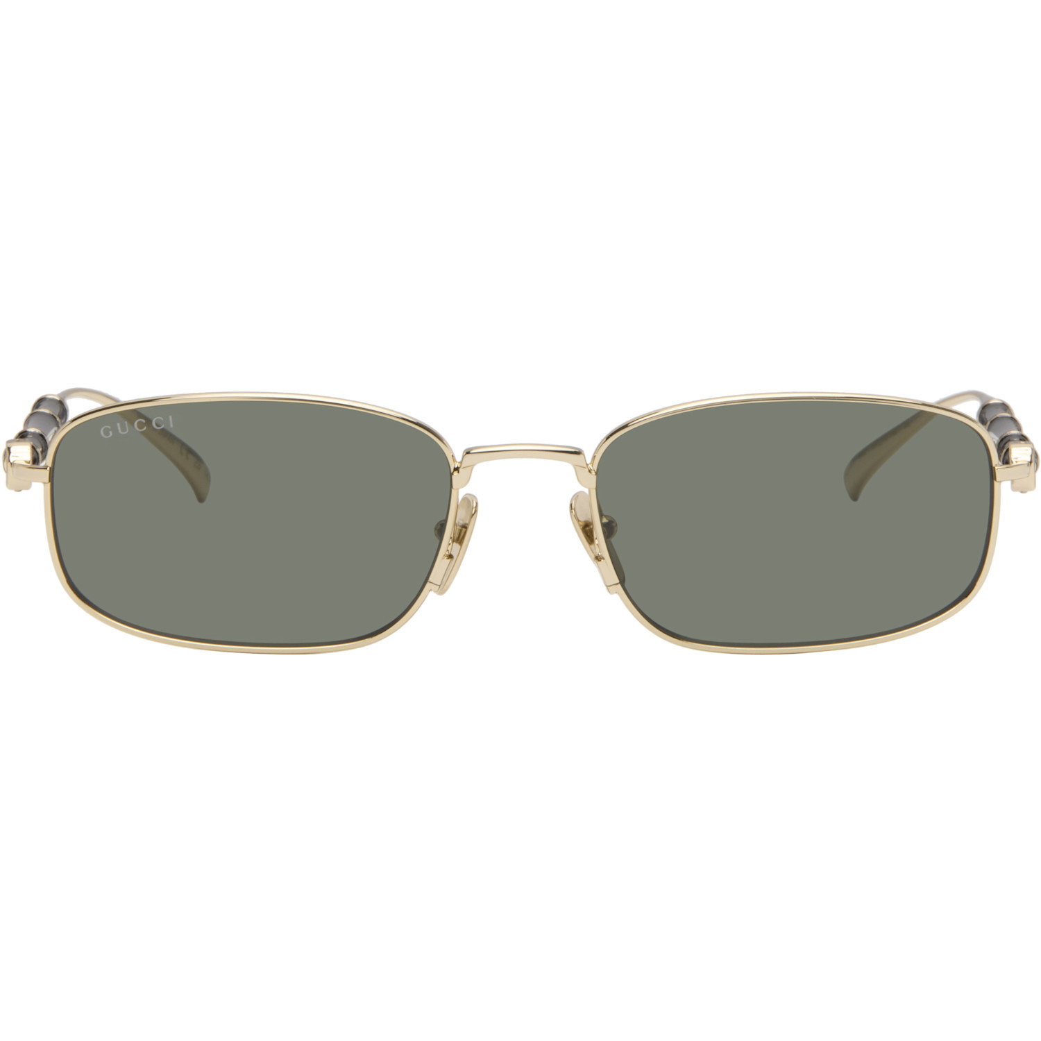 Gucci Gold Square Frame Sunglasses | SSENSE