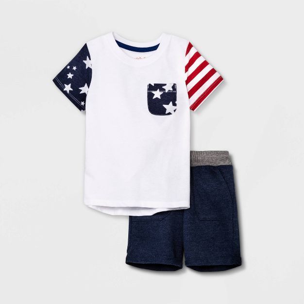 Toddler Boys' 2pc Stars and Stripes Short Sleeve T-Shirt and French Terry Shorts Set - Cat & Jack... | Target