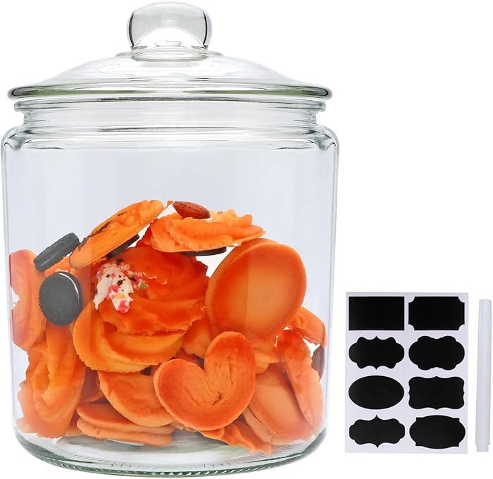 1 Gallon Glass Canister, Cookie Jar & Candy Jar, Large Food Storage Container | Amazon (US)