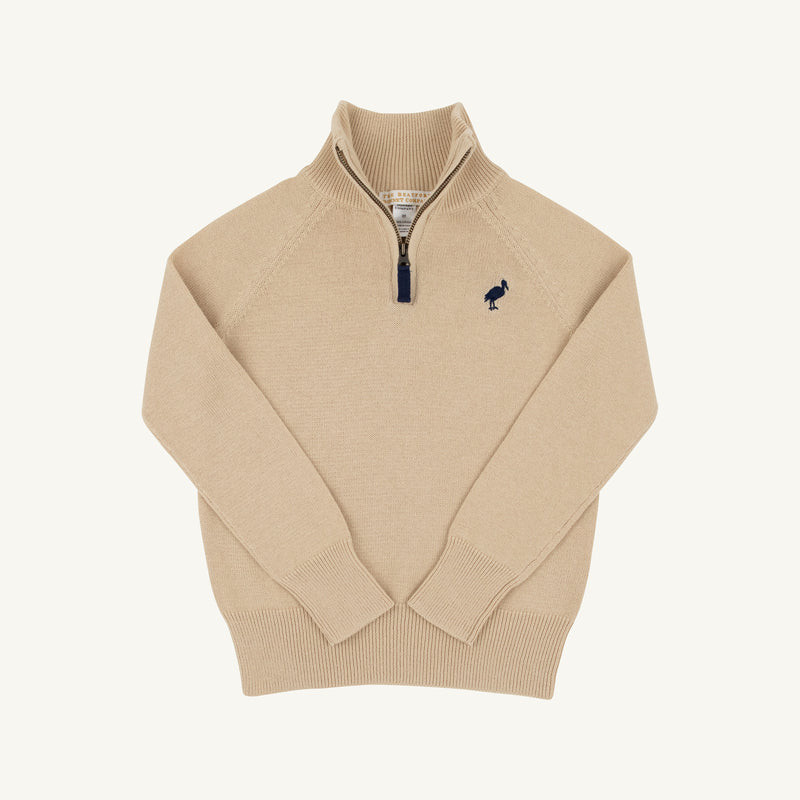 Hayden Half-Zip Sweater - Keeneland Khaki | The Beaufort Bonnet Company