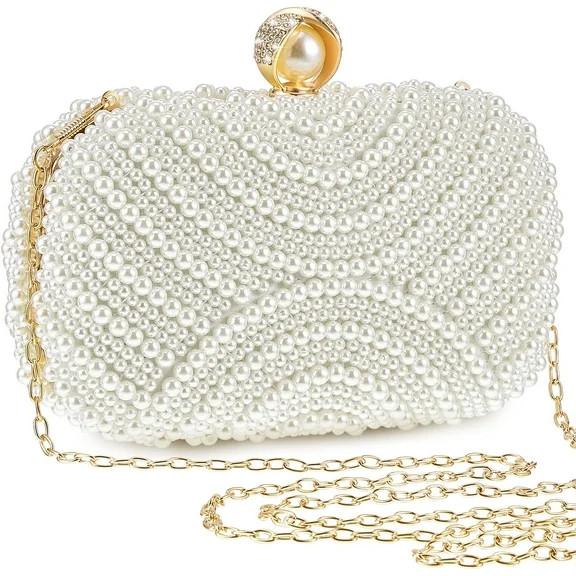 White Pearl Clutch Purses for Women Wedding Bride Pearl Evening Bag Party Clutch Wallet Tote Hand... | Walmart (US)