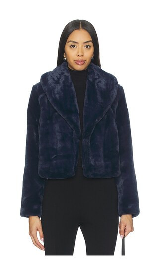 BLANKNYC Cropped Faux Fur Coat in Navy. - size M | Revolve Clothing (Global)