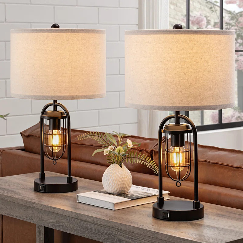 21.5” Table Lamp Set With Night Light And USB Ports | Wayfair North America
