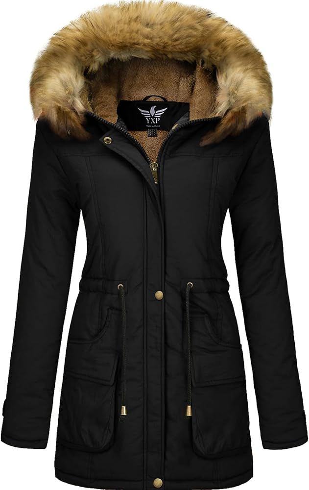 YXP Women's Winter Thicken Military Parka Jacket Warm Fleece Cotton Coat with Fur Hood | Amazon (US)