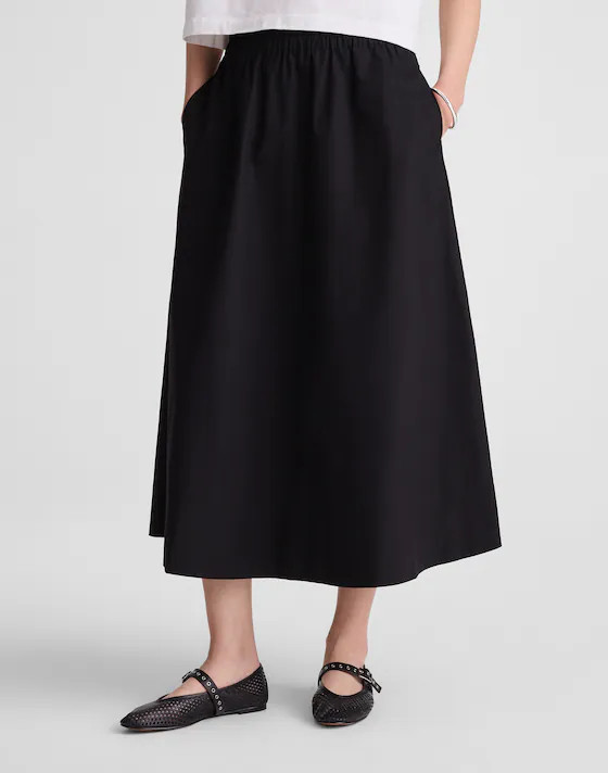 A-Line Midi Skirt in Poplin | Madewell