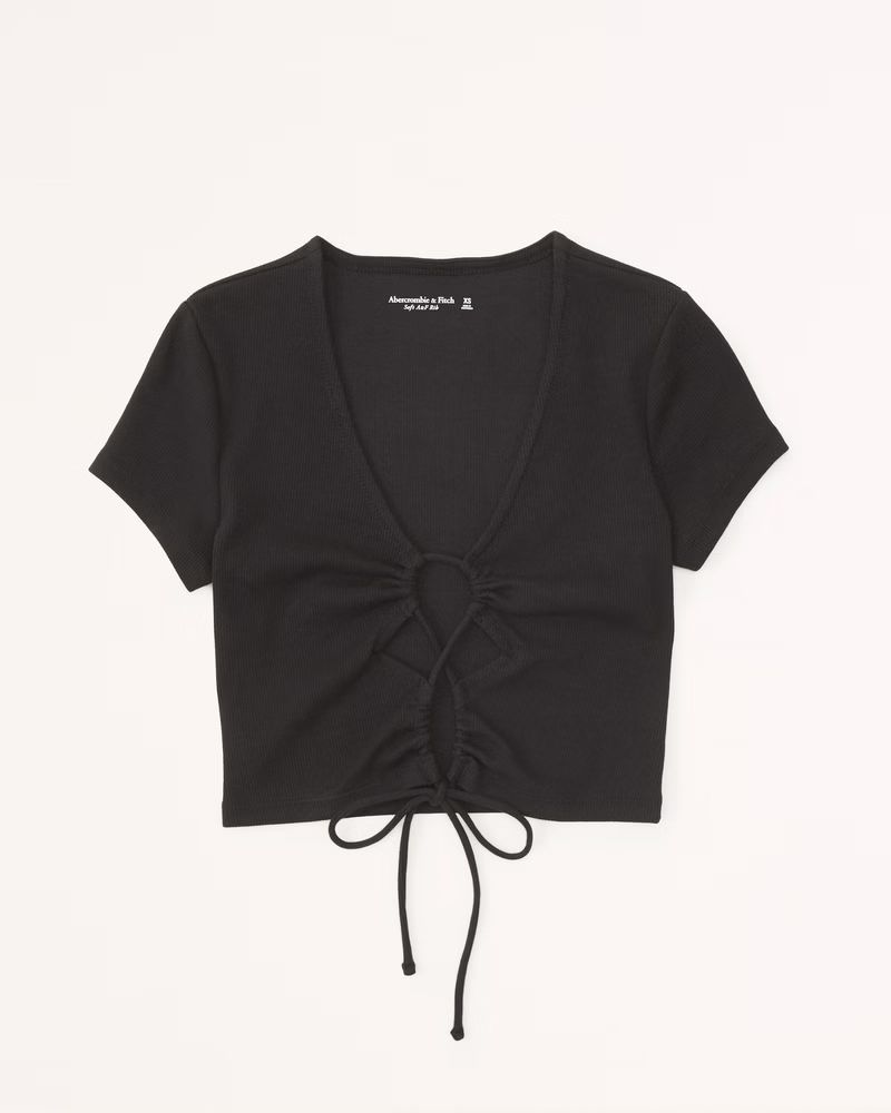 Ribbed Lace-Up Crop Top | Abercrombie & Fitch (US)