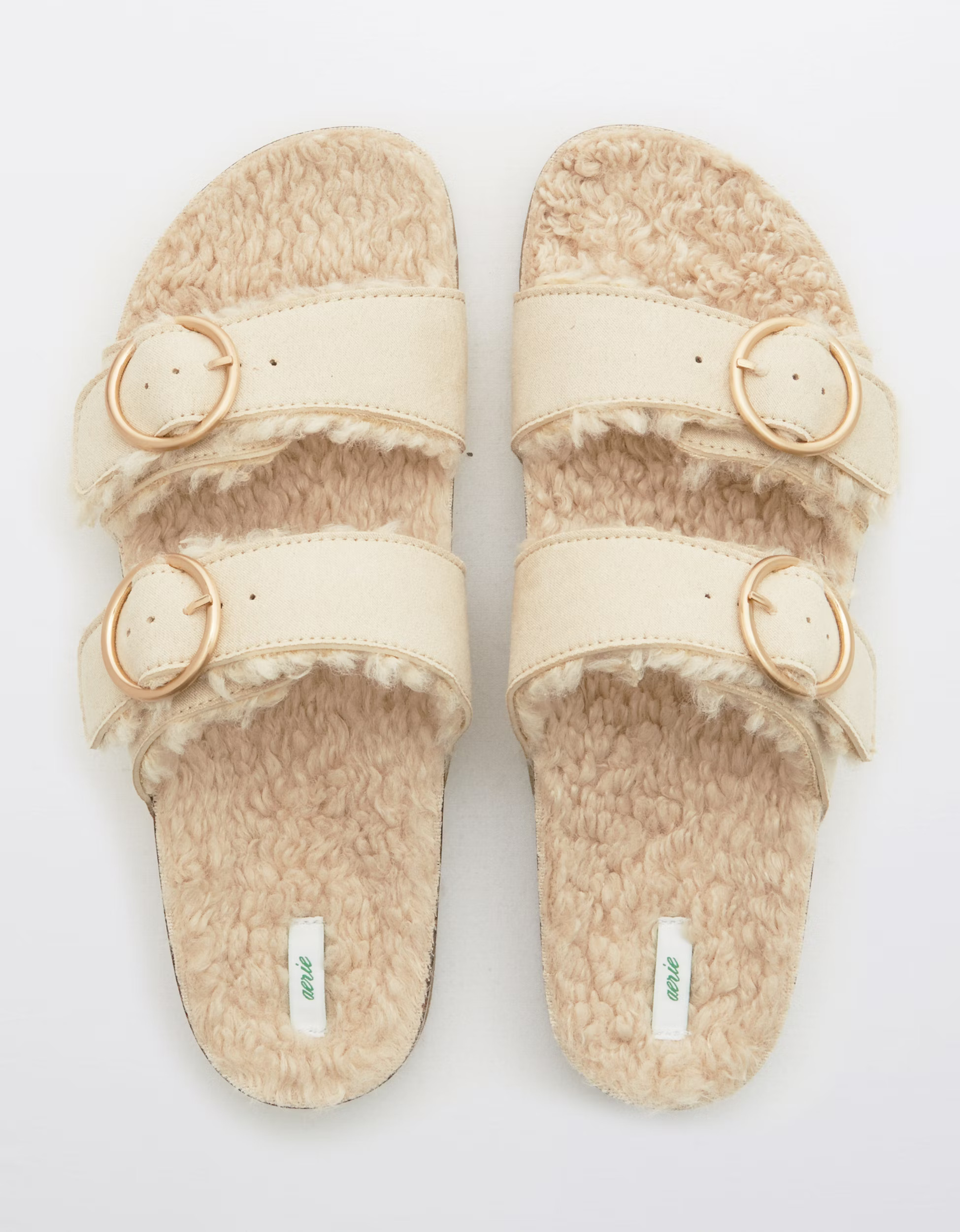 Aerie Sherpa Double Strap Slides | American Eagle Outfitters (US & CA)