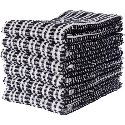Set Of 6 Ripple Terry Kitchen Towel - 16" x  28" - Black | Target