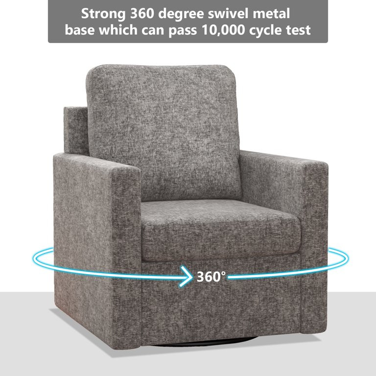 Ebello Swivel Accent Chair, Barrel Sherpa Aceent Chair in Fabric, Light Gray - Walmart.com | Walmart (US)