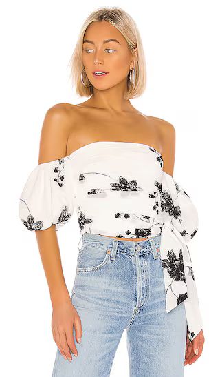 x REVOLVE Leya Embroidered Top in White & Black | Revolve Clothing (Global)
