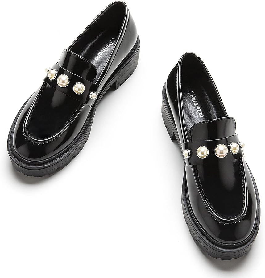C.Paravano Chunky Loafers for Women Comfort | Womens Loafers Shoes Casual | Platform Loafers for ... | Amazon (US)