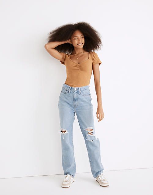 Baggy Straight Jeans in Earlhurst Wash: Ripped Edition | Madewell