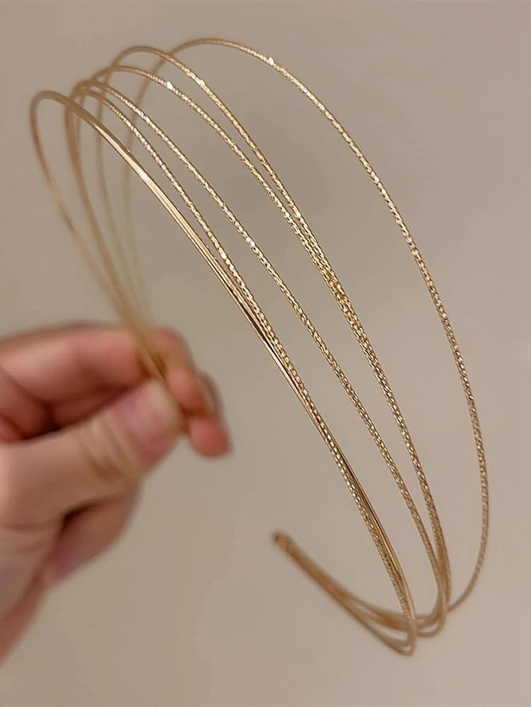 Tobeffect Multi Layers Metal Headbands for Women, 2Packs Fashion Thin Headband Layered Gold Elega... | Amazon (US)