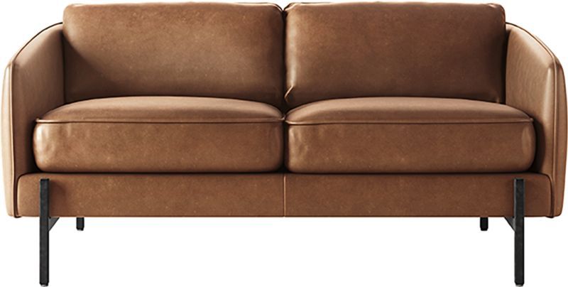Hoxton Saddle Leather Loveseat with Black Legs | CB2 | CB2