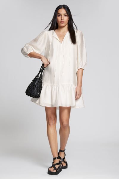 Loose-Fit Puff Sleeve Dress | H&M (UK, MY, IN, SG, PH, TW, HK)