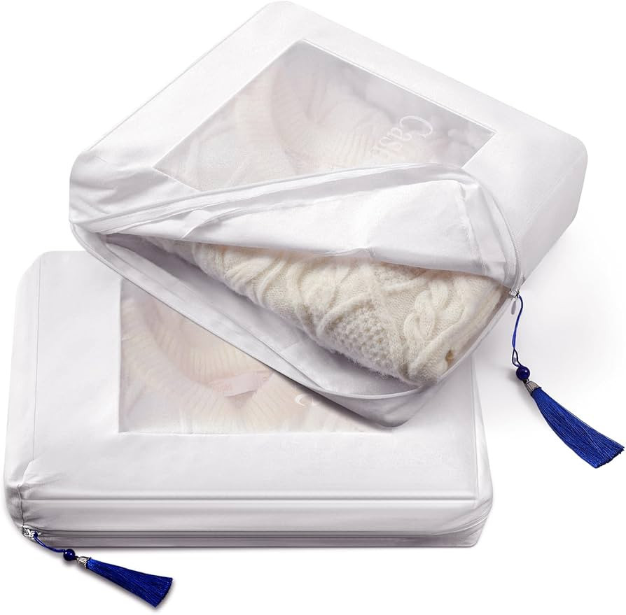 2 Pcs Cashmere Protection Pouch Wool Cotton Sweater Storage Bag Breathable Washable Cotton Bag fo... | Amazon (US)