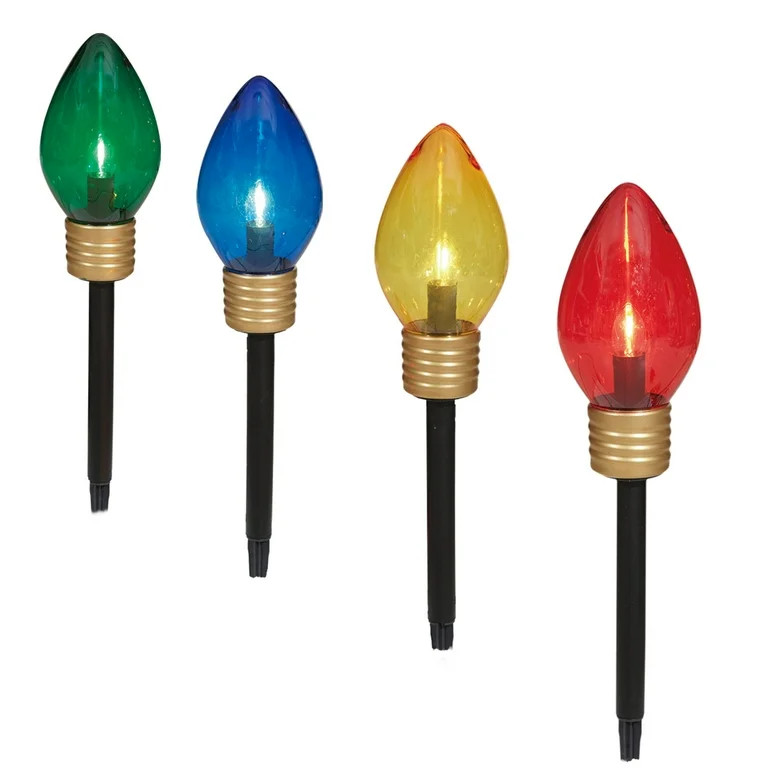 Indoor/Outdoor Jumbo LED C9 Christmas Bulb Pathway Lights, 4', 4 Count, by Holiday Time | Walmart (US)