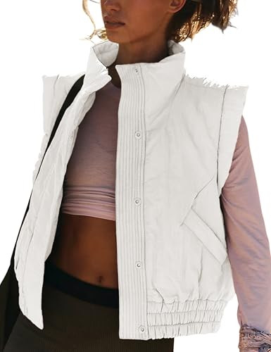 Lviefent Womens Puffer Vest Cropped Lightweight Button Down Quilted Vest Sleeveless Padded Gilet ... | Amazon (US)