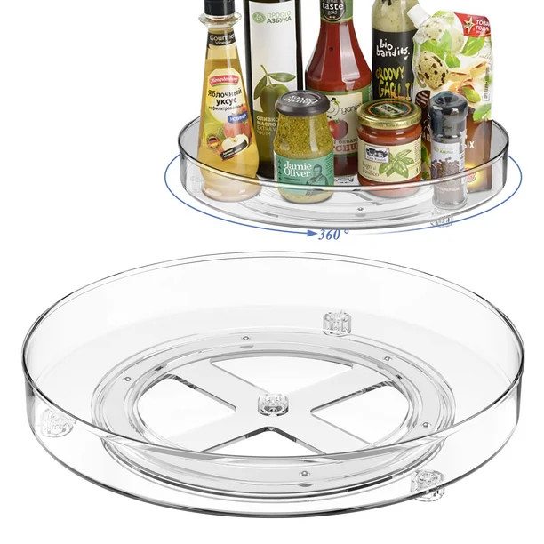 Koovon 2 Pack Lazy Susan Turntable Organizer, Round Plastic Clear Storage Container Bins for Kitc... | Walmart (US)