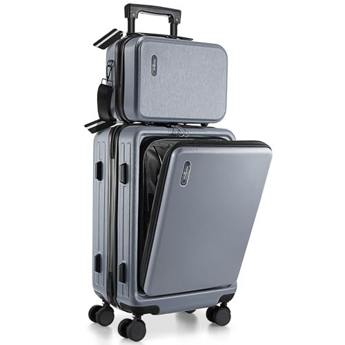 TRAVELARIM 22 Inch Carry On Luggage 22x14x9 Airline Approved, Carry On Suitcase with Wheels, Hard-shell Carry-on Luggage, Durable Luggage Carry-On, Grey Small Suitcase with Cosmetic Case | Amazon (US)