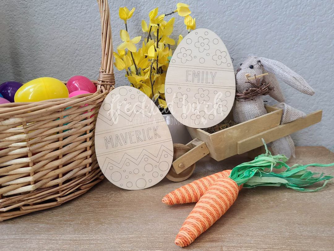 Personalized Wooden Easter Egg Basket Filler // First Easter | Etsy (US)