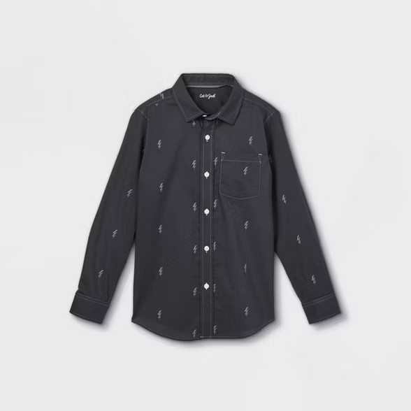Boys' Button-Down Stretch Woven Long Sleeve Shirt - Cat & Jack™ | Target