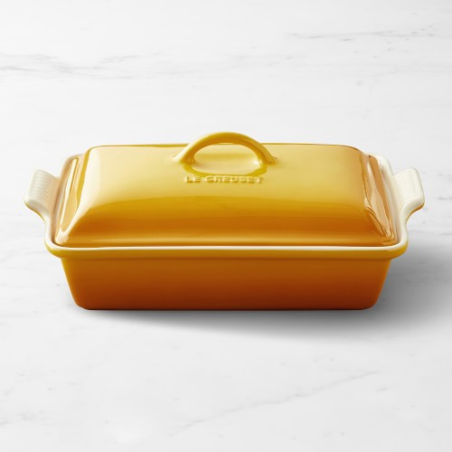 Le Creuset Heritage Stoneware Rectangular Covered Casserole, 12 1/2", Nectar | Williams-Sonoma
