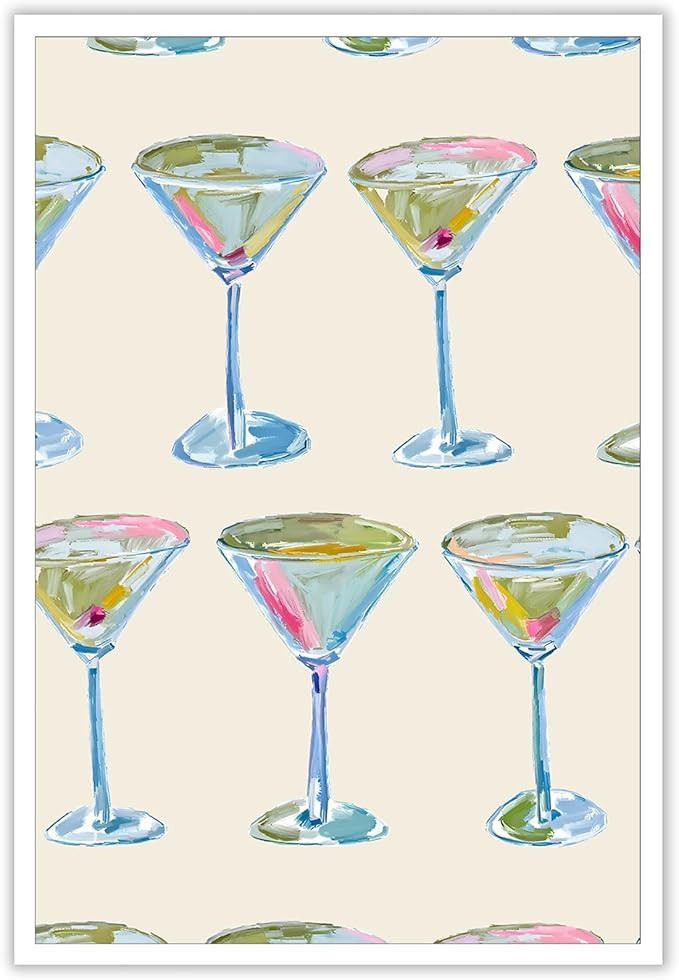 Martini Glasses Poster Green Minimalist Cocktail Posters Summer Wall Art Canvas Print Bar Cart Pr... | Amazon (US)