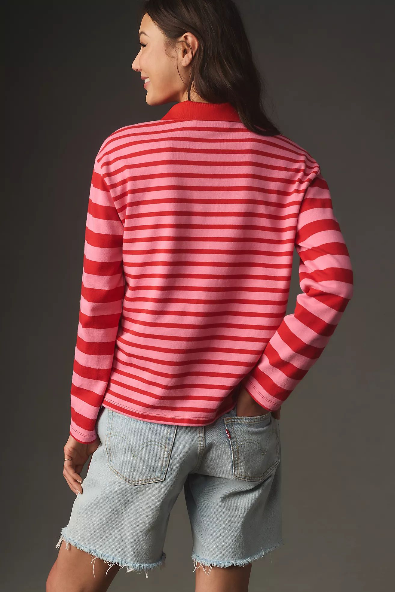 English Factory Long-Sleeve Striped Polo Top | Anthropologie (US)