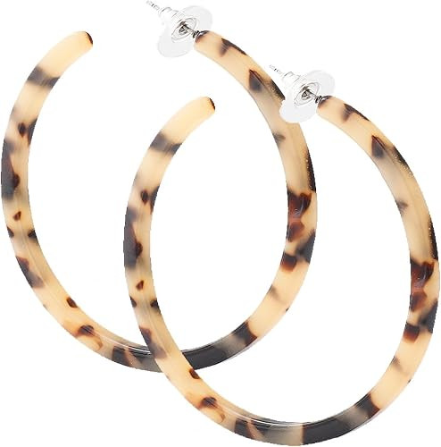 PHALIN Acrylic Hoop Earrings Tortoiseshell Acrylic Earrings Geometric Resin Earring Studs for Wom... | Amazon (US)