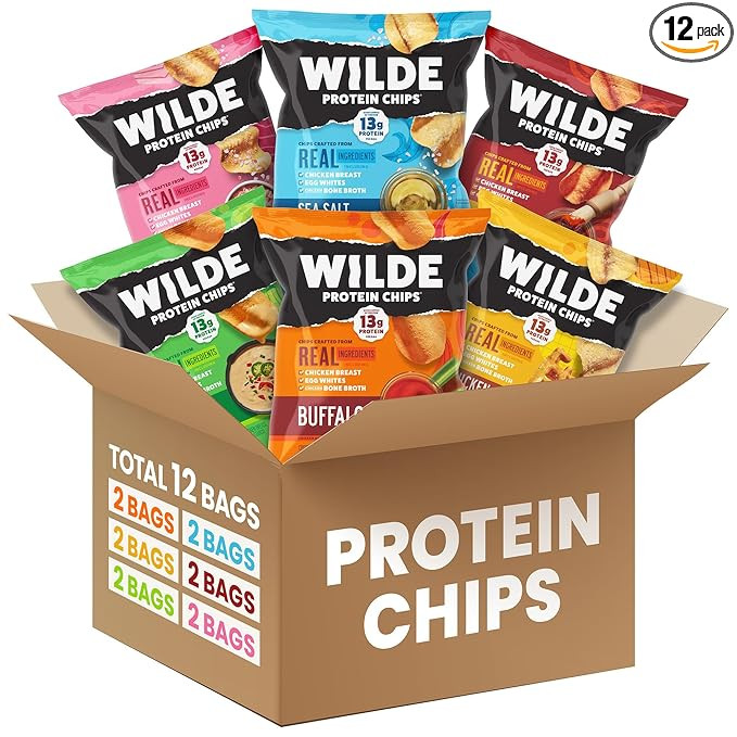 WILDE Protein Chips Variety Pack, High Protein Snacks for Adults, Keto Chips, Gluten Free, Low Ca... | Amazon (US)