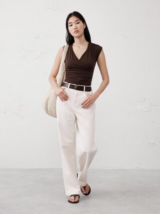 Crossover Front Shirred Top | Banana Republic Factory
