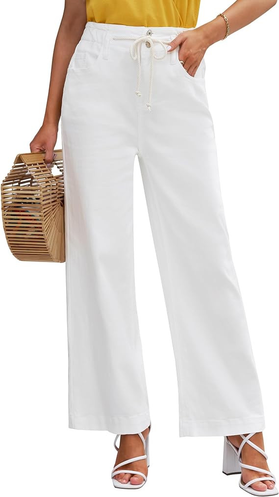 GRAPENT Wide Leg Jeans for Women Stretch High Wasited Elastic Waist Bell Bottom Baggy Y2K Pants | Amazon (US)